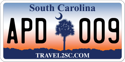 SC license plate APD009