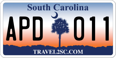 SC license plate APD011