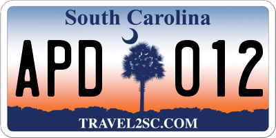 SC license plate APD012