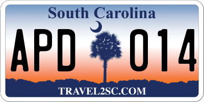 SC license plate APD014