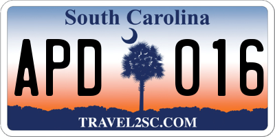 SC license plate APD016