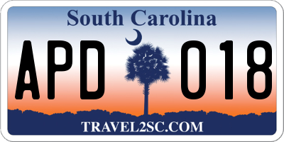 SC license plate APD018