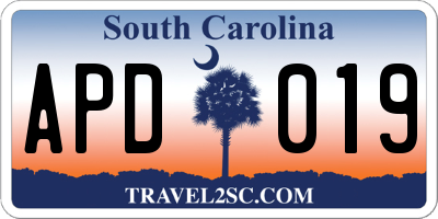 SC license plate APD019