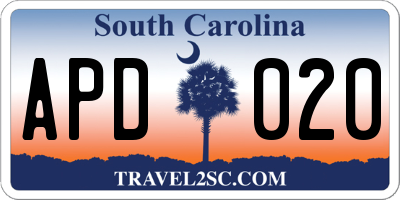 SC license plate APD020