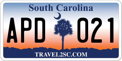 SC license plate APD021