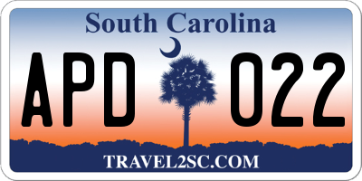 SC license plate APD022