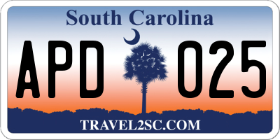 SC license plate APD025