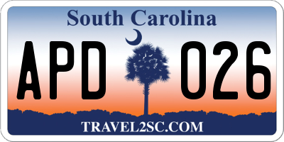 SC license plate APD026
