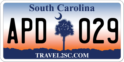 SC license plate APD029