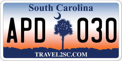SC license plate APD030