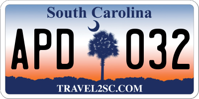 SC license plate APD032