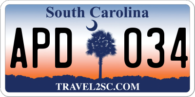 SC license plate APD034