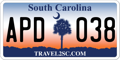SC license plate APD038