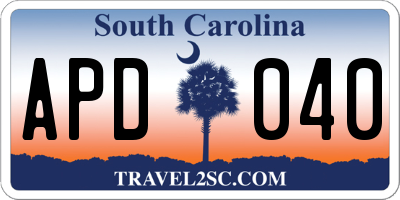 SC license plate APD040