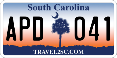 SC license plate APD041