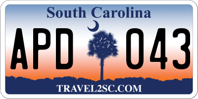 SC license plate APD043