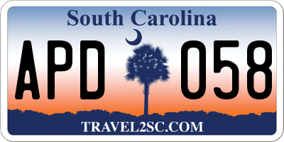 SC license plate APD058