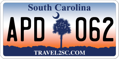 SC license plate APD062