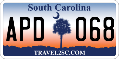 SC license plate APD068