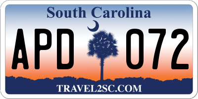 SC license plate APD072