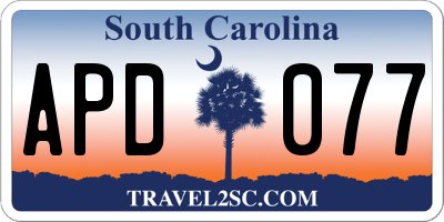 SC license plate APD077