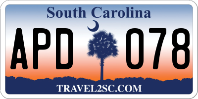 SC license plate APD078