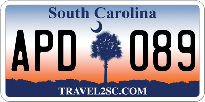 SC license plate APD089