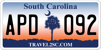 SC license plate APD092