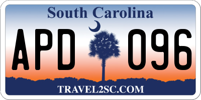 SC license plate APD096