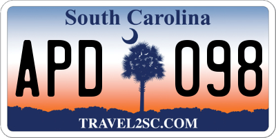 SC license plate APD098