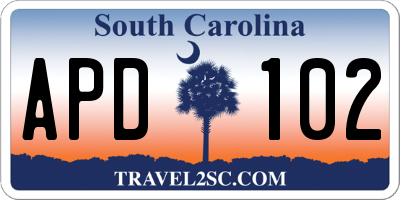 SC license plate APD102