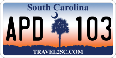 SC license plate APD103