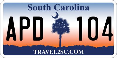 SC license plate APD104