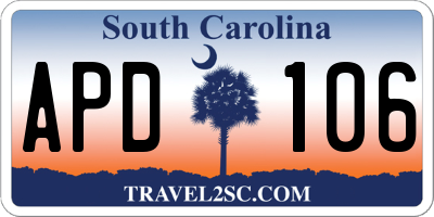 SC license plate APD106