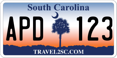 SC license plate APD123