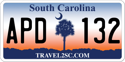SC license plate APD132