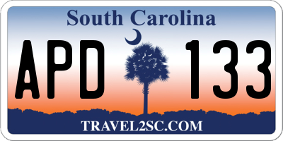 SC license plate APD133