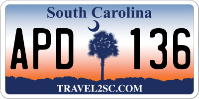 SC license plate APD136