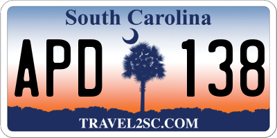 SC license plate APD138