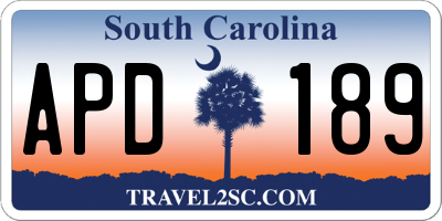 SC license plate APD189