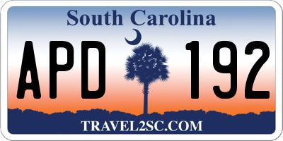 SC license plate APD192