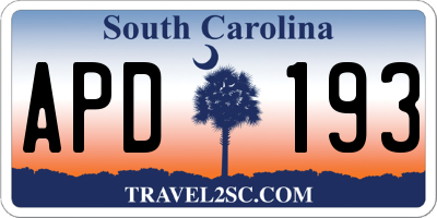 SC license plate APD193