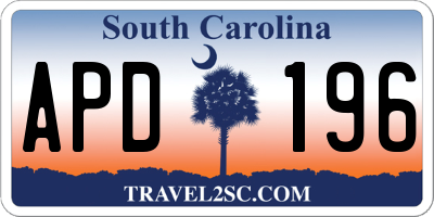 SC license plate APD196