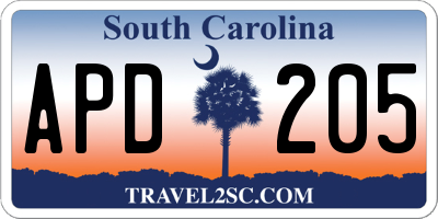 SC license plate APD205