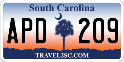 SC license plate APD209