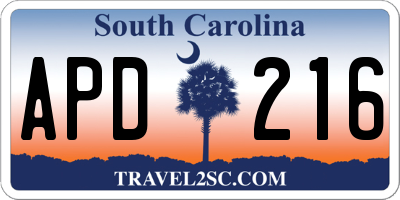 SC license plate APD216
