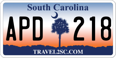 SC license plate APD218