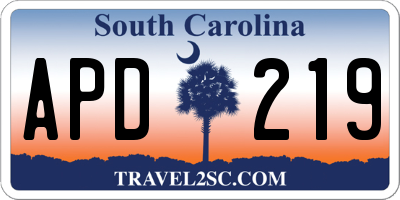 SC license plate APD219