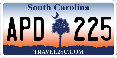 SC license plate APD225