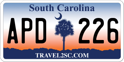 SC license plate APD226